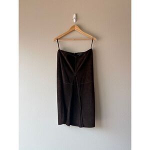 Classiques y2k brown suede leather midi skirt